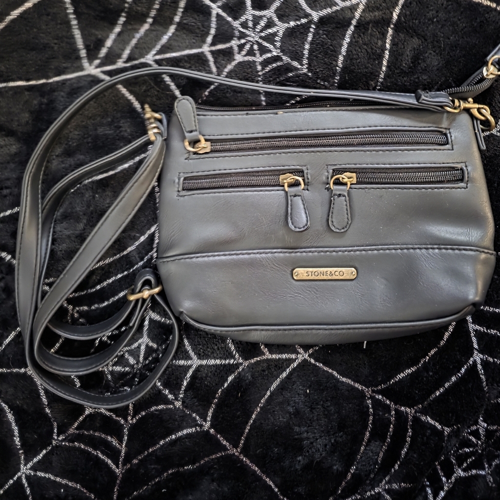Stone & Co. Black Crossbody Bag with Gold Accents